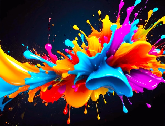 Illustration raster de belles éclaboussures multicolores d'eau des motifs abstraits futuristes dans le