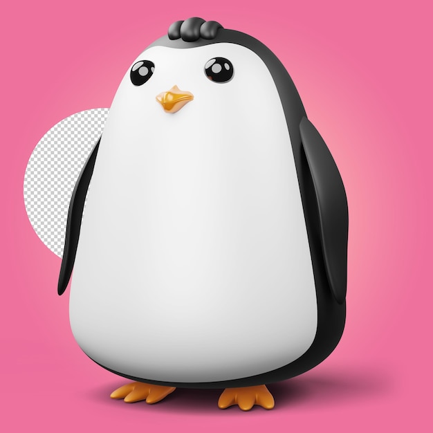 PSD illustration de rendu 3d animal mignon pingouin mignon