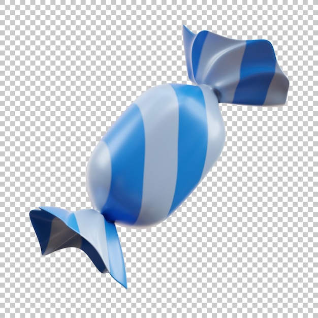 Illustration de rendu 3D de bonbons à rayures bleues premium psd