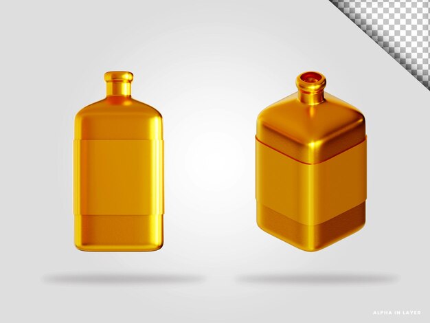 PSD illustration de rendu 3d bouteille dorée isolée