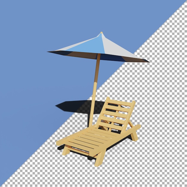 Illustration De Rendu 3d Caricature De Chaise De Plage Avec Ombre