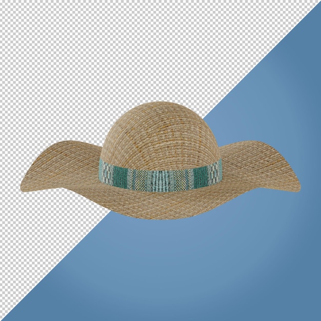 Illustration de rendu 3d de chapeau de plage de paille