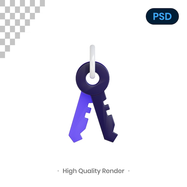 Illustration De Rendu 3d Clé Premium Psd