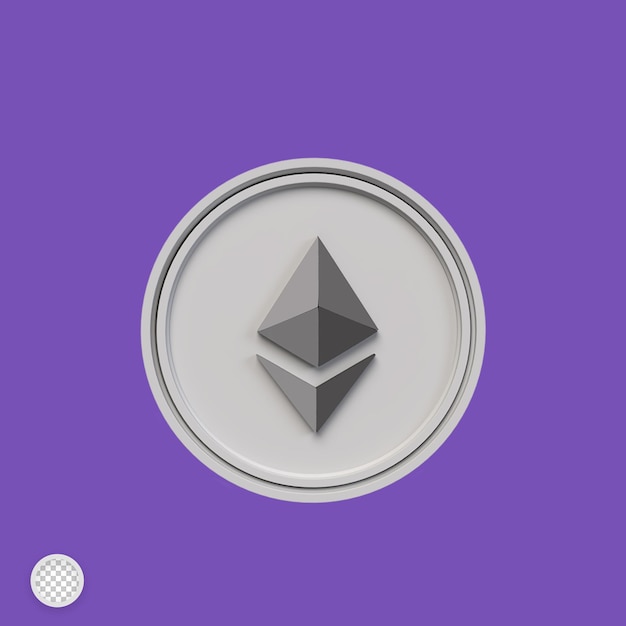 Illustration de rendu 3D de la crypto-monnaie Ethereum