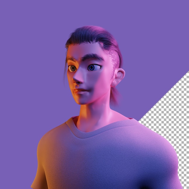 Illustration De Rendu 3d Cyberpunk Bel Homme Dessin Animé