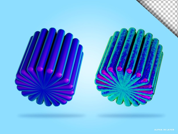 PSD illustration de rendu 3d de cylindre plaqué isolé