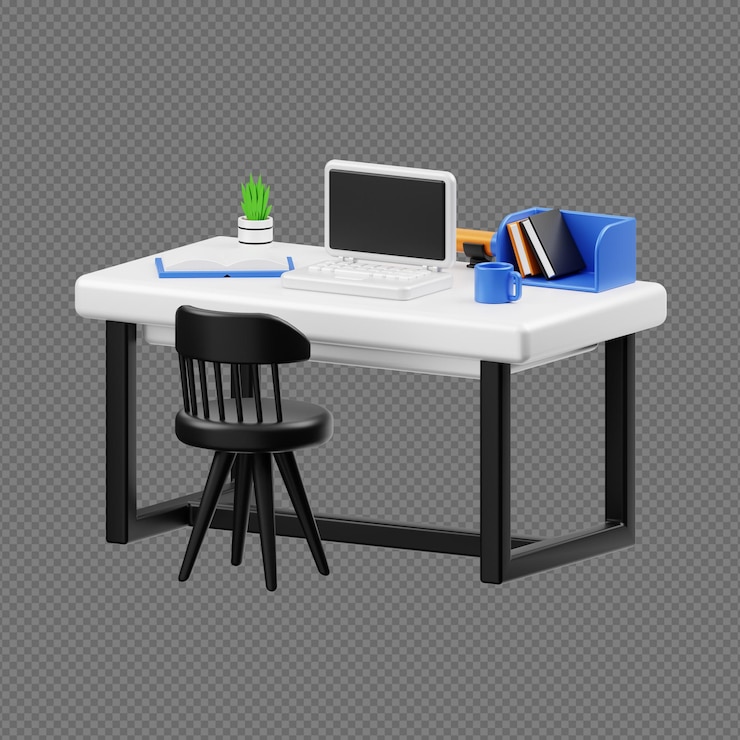 PSD illustration de rendu 3d du bureau