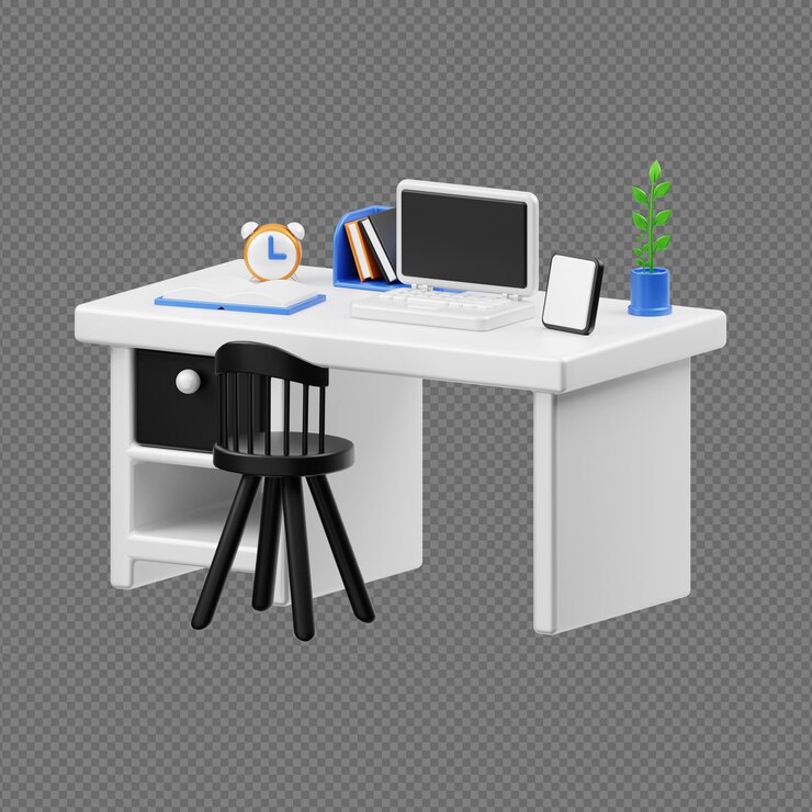 PSD illustration de rendu 3d du bureau
