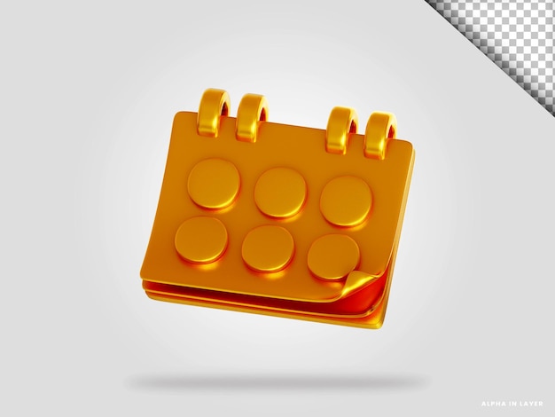 Illustration De Rendu 3d Du Calendrier D'or Isolé