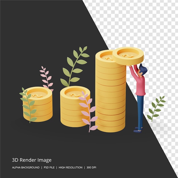 PSD illustration de rendu 3d du concept d'investissement commercial