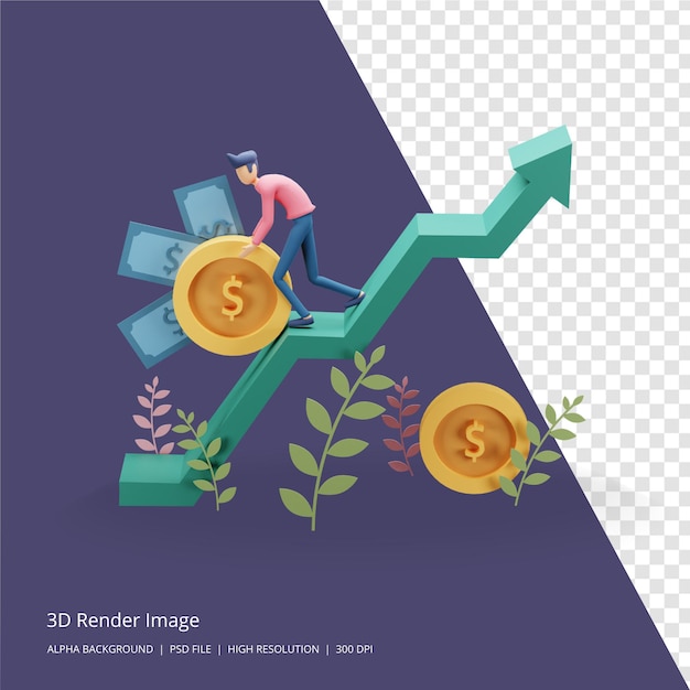 PSD illustration de rendu 3d du concept d'investissement commercial