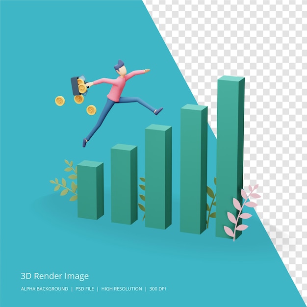 PSD illustration de rendu 3d du concept d'investissement commercial