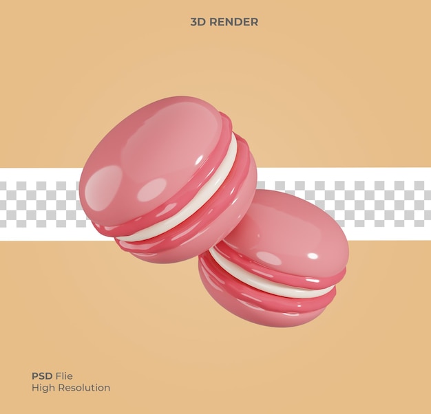 Illustration de rendu 3d du macaron rose Macrons