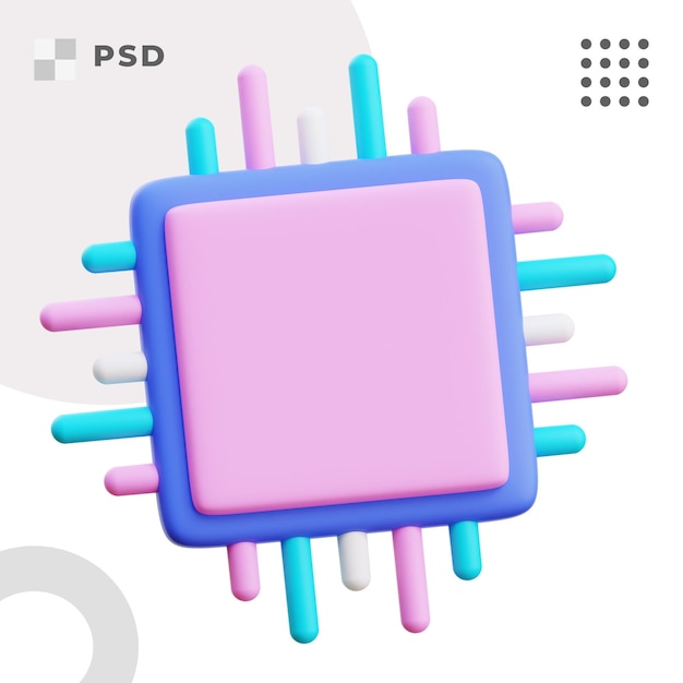 PSD illustration de rendu 3d du métaverse de la puce informatique