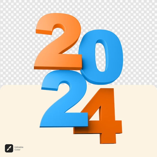 Illustration de rendu 3D du texte 2024