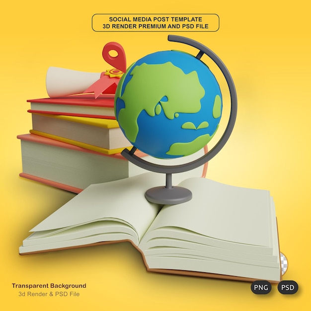 Illustration de rendu 3d de l'éducation mondiale