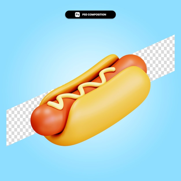 Illustration De Rendu 3d Hot-dog Isolé