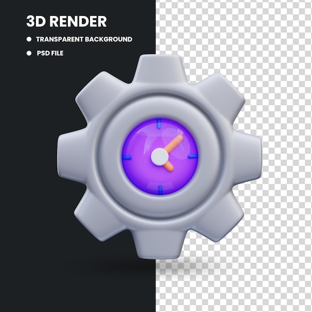 PSD illustration de rendu 3d de l'icône de gestion du temps dans la gestion de projet