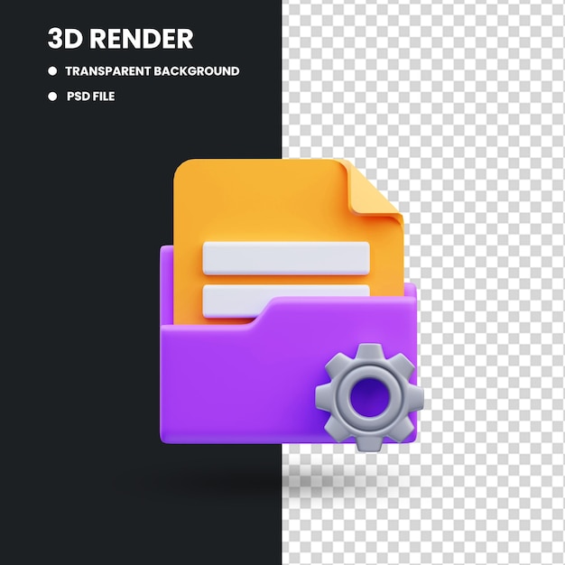 PSD illustration de rendu 3d de l'icône de gestion de projet de dossier