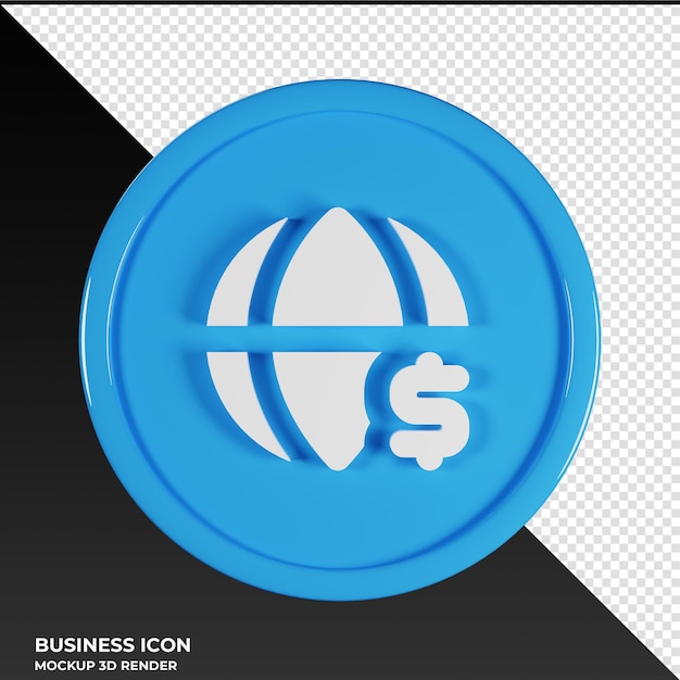Illustration de rendu 3D de l'icône Globe Dollar Business