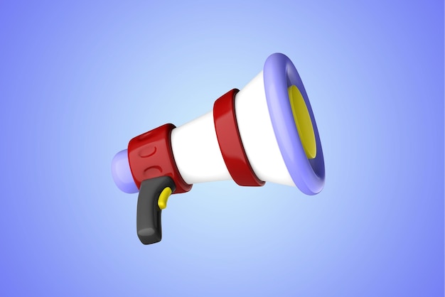 Illustration de rendu 3D de l'icône isolée du mégaphone