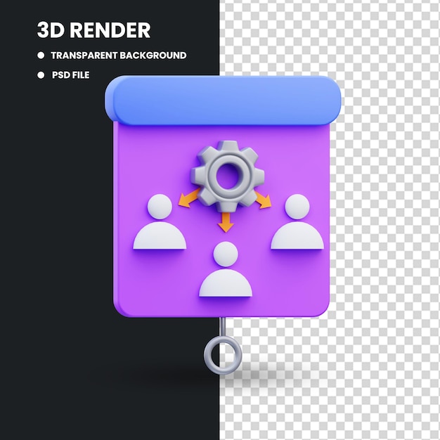 PSD illustration de rendu 3d de l'icône de présentation du projet de gestion