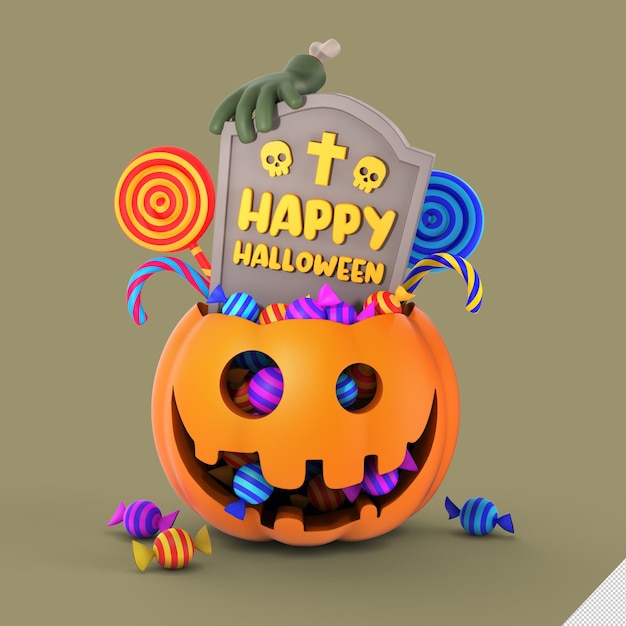 PSD illustration de rendu 3d joyeux halloween