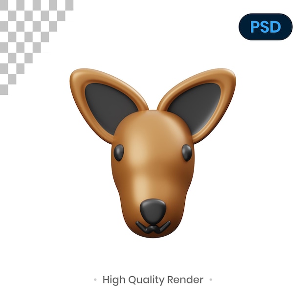 PSD illustration de rendu 3d kangourou premium psd