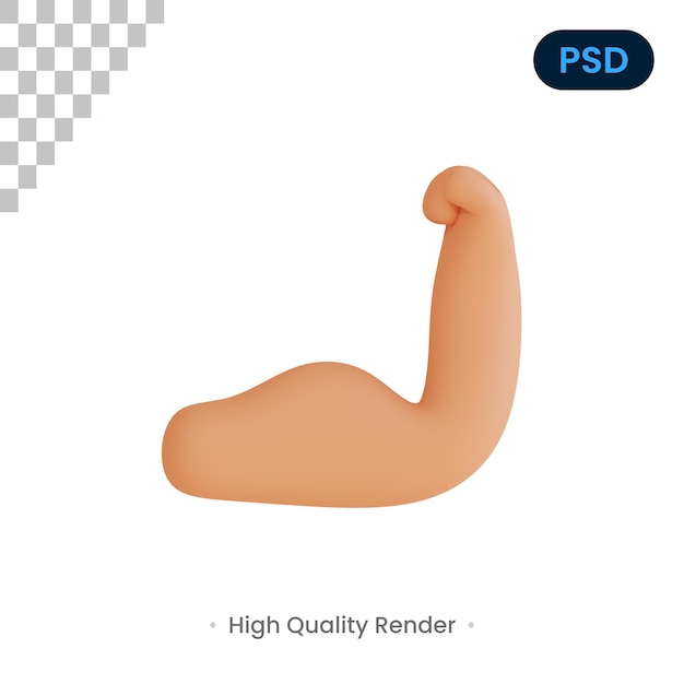 PSD illustration de rendu 3d de mains musclées psd premium