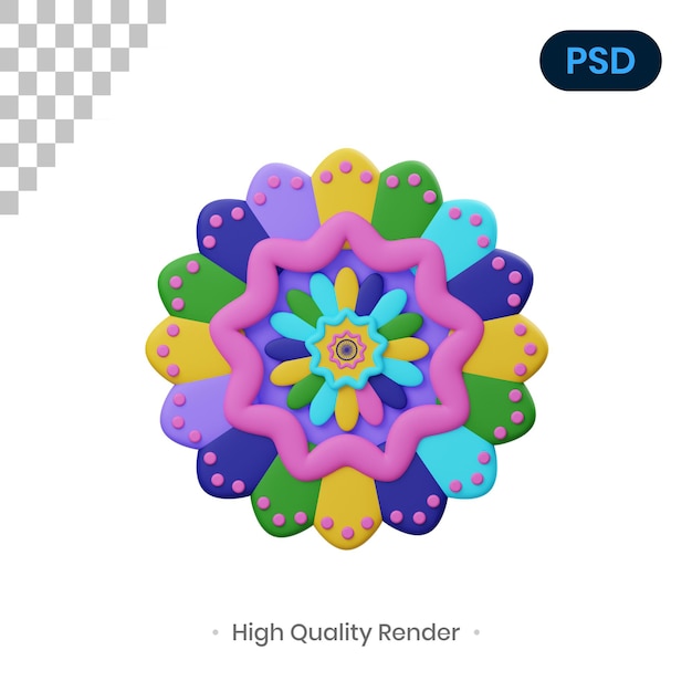 PSD illustration de rendu 3d mandala psd premium