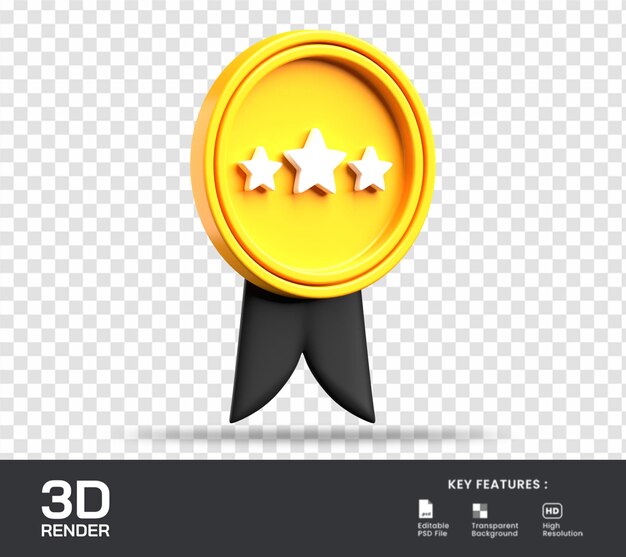 Illustration De Rendu 3d De La Médaille D'étoile D'or