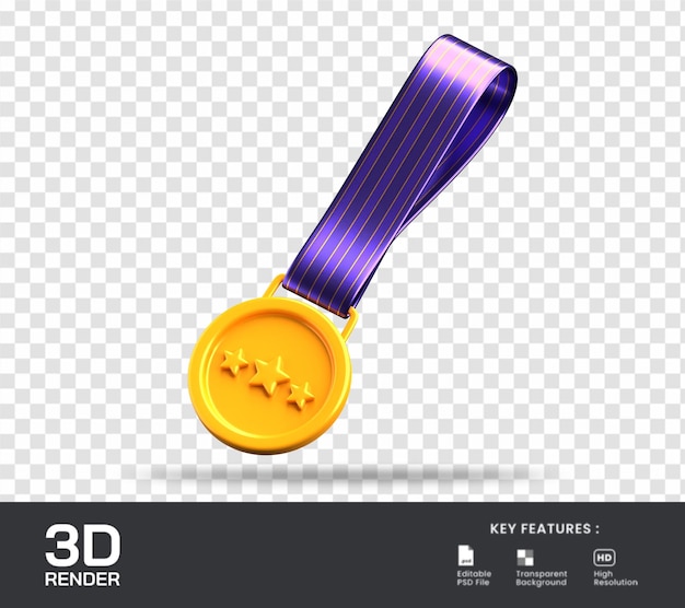Illustration de rendu 3d de la médaille étoile