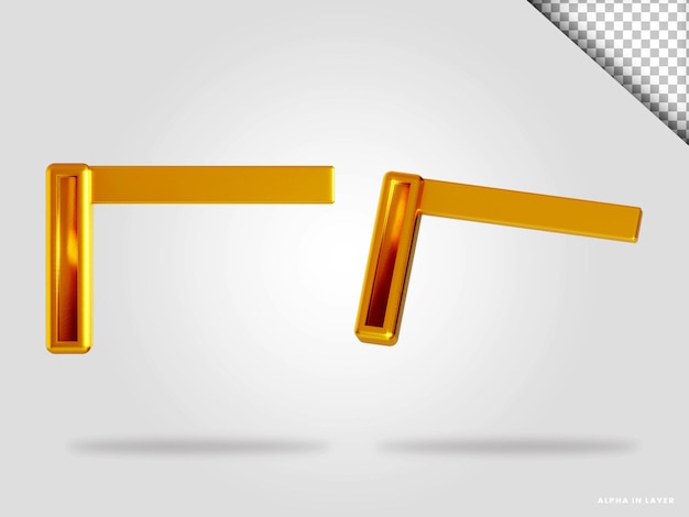 Illustration de rendu 3d métrique de construction dorée isolée