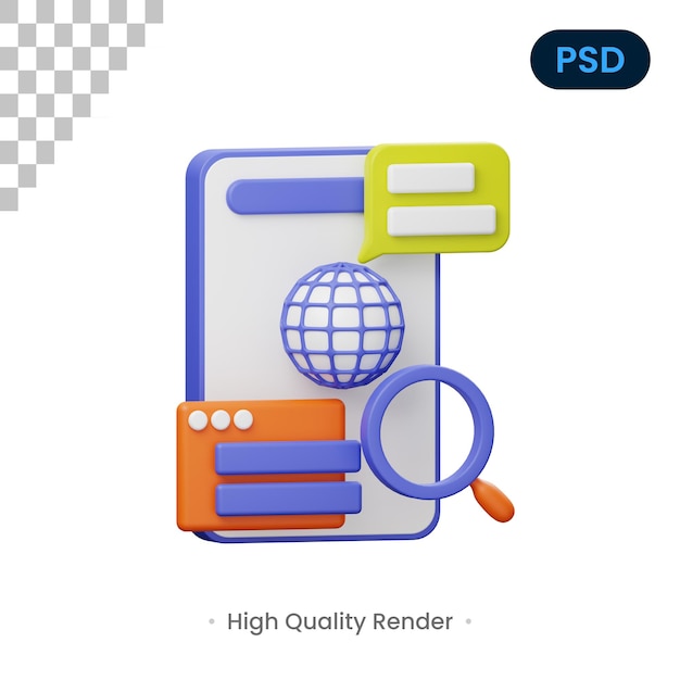 PSD illustration de rendu 3d mobile premium psd