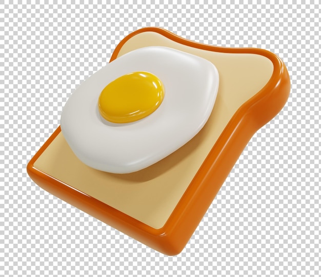 Illustration De Rendu 3d D'oeuf Frit Sur Toast Isolé