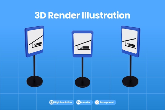 Illustration De Rendu 3d Des Panneaux De Signalisation Du Centre De Refuge