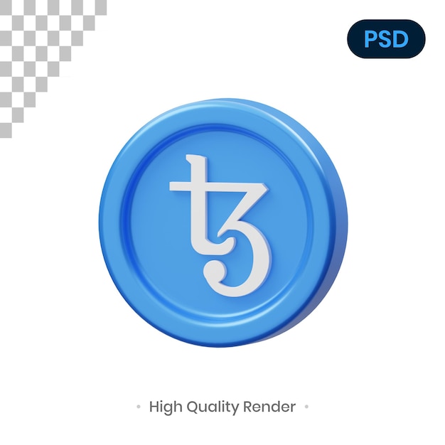 Illustration De Rendu 3d De La Pièce Tezos Psd Premium