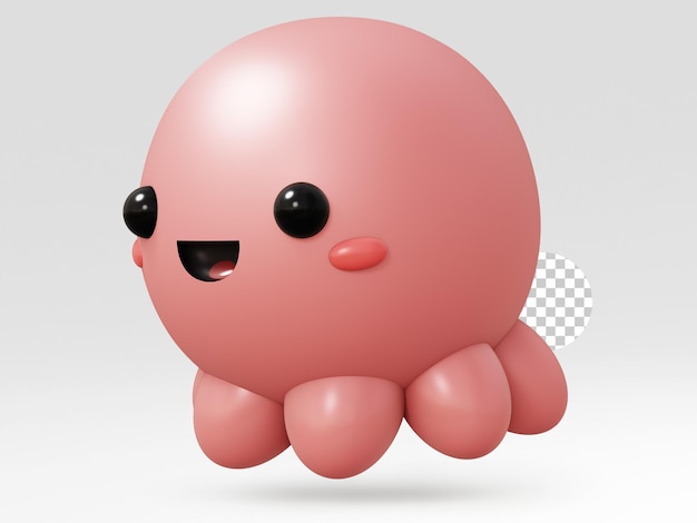 Illustration de rendu 3D de poulpe de dessin animé isolé