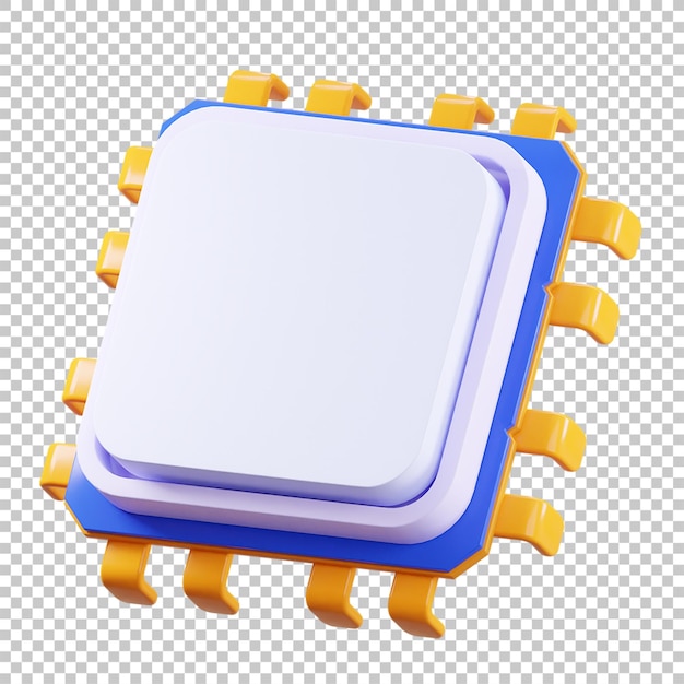 Illustration de rendu 3D de la puce de base du processeur isolé psd premium
