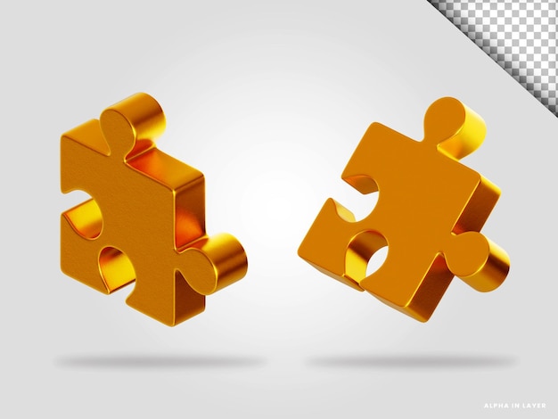 PSD illustration de rendu 3d puzzle doré isolé