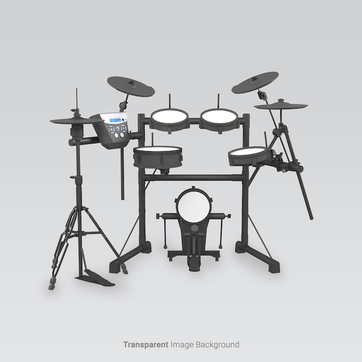 PSD illustration de rendu 3d set de tambours électroniques sur un fond d'image transparent isolé