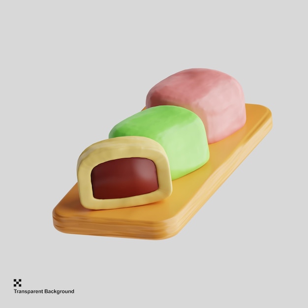 PSD illustration de rendu 3d sweet japonais de mochi