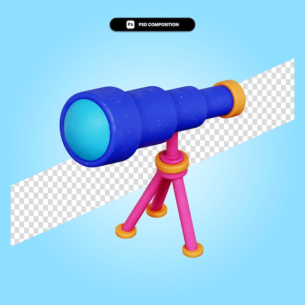 Illustration De Rendu 3d Télescope Isolé