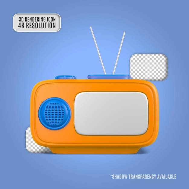 PSD illustration de rendu 3d téléviseur avec icône isolé d'antenne