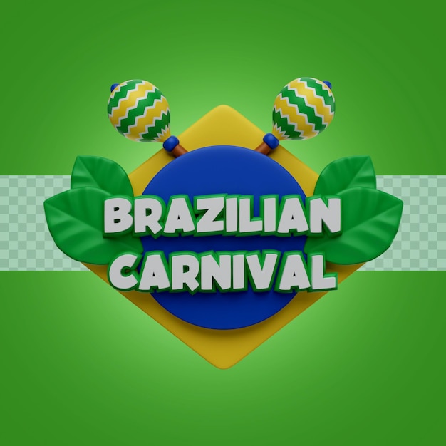 PSD illustration de rendu 3d texte de carnaval brésilien avec ornements