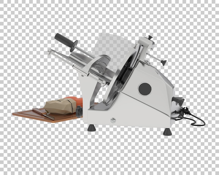 PSD illustration de rendu 3d d'une trancheuse de viande isolée sur un fond transparent