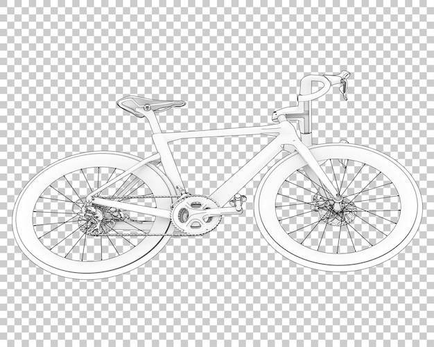 Illustration de rendu 3D d'un vélo réaliste isolé sur un fond transparent