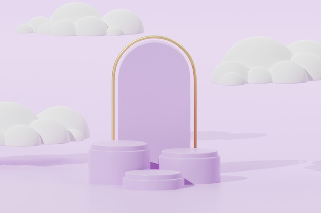 Illustration de rendu 3d de la vitrine d'affichage du podium pour le placement de produit dans un podium de conception minimale