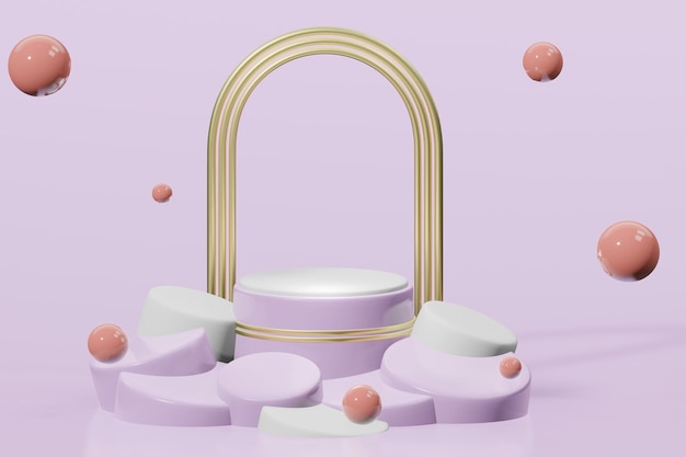 Illustration de rendu 3d de la vitrine d'affichage du podium pour le placement de produit dans un podium de conception minimale