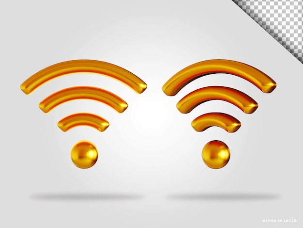 PSD illustration de rendu 3d wifi doré isolée